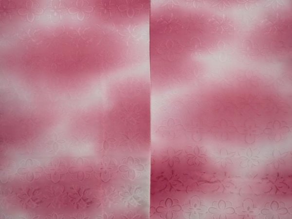 Photo3: 5919T06z600 Vintage Japanese Kimono Silk HAORI Flower Pink-Purple (3)