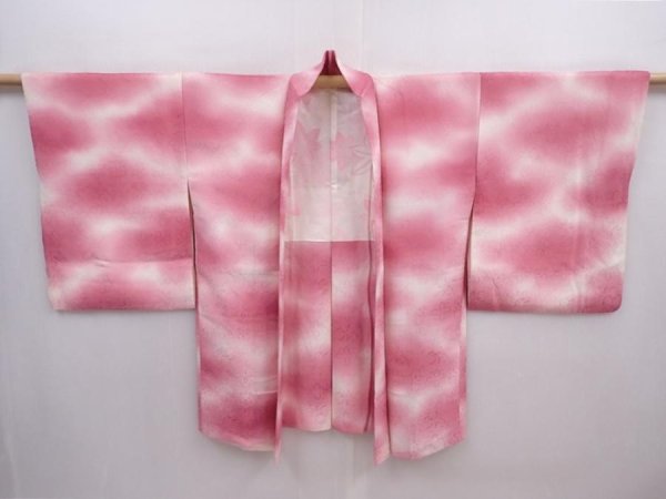 Photo5: 5919T06z600 Vintage Japanese Kimono Silk HAORI Flower Pink-Purple (5)