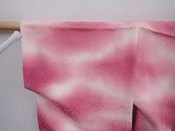 Photo6: 5919T06z600 Vintage Japanese Kimono Silk HAORI Flower Pink-Purple (6)