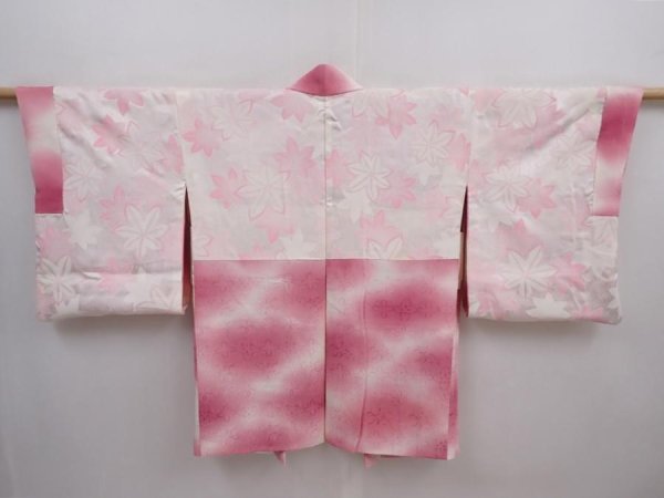 Photo8: 5919T06z600 Vintage Japanese Kimono Silk HAORI Flower Pink-Purple (8)