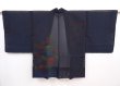 Photo1: 5919T01z270 Vintage Japanese Kimono Silk See through HAORI Leaf Black (1)