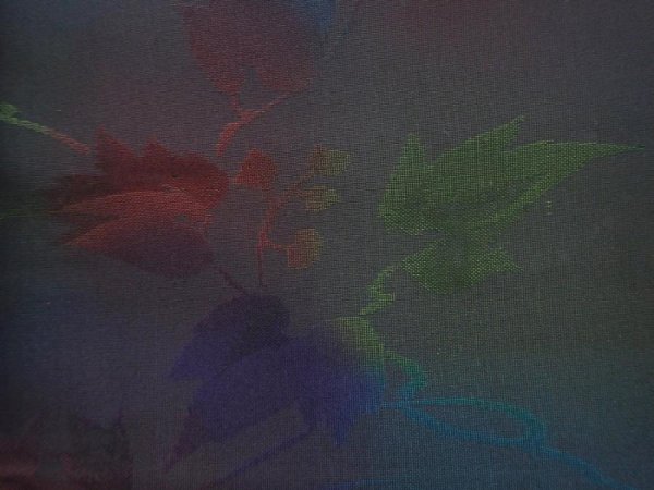 Photo4: 5919T01z270 Vintage Japanese Kimono Silk See through HAORI Leaf Black (4)