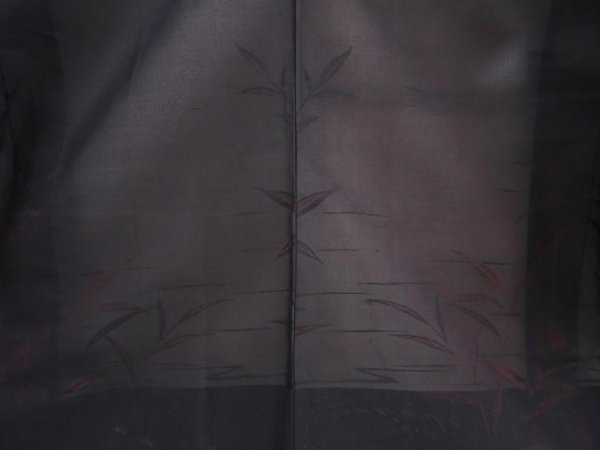Photo3: 5919T03z290 Vintage Japanese Kimono Silk See through HAORI Leaf Black (3)