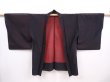 Photo5: 5919T03z290 Vintage Japanese Kimono Silk See through HAORI Leaf Black (5)