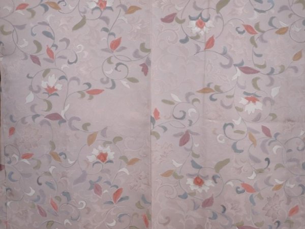 Photo3: 5919T04z590 Vintage Japanese Kimono Silk HAORI Flower Ash pink (3)