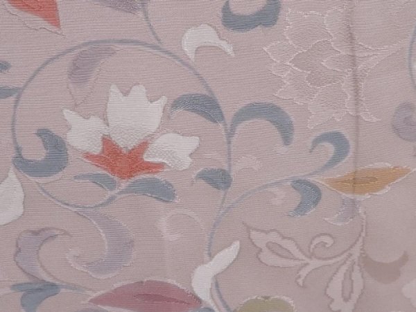 Photo4: 5919T04z590 Vintage Japanese Kimono Silk HAORI Flower Ash pink (4)