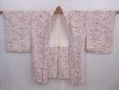 Photo5: 5919T04z590 Vintage Japanese Kimono Silk HAORI Flower Ash pink (5)