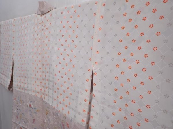 Photo8: 5919T04z590 Vintage Japanese Kimono Silk HAORI Flower Ash pink (8)