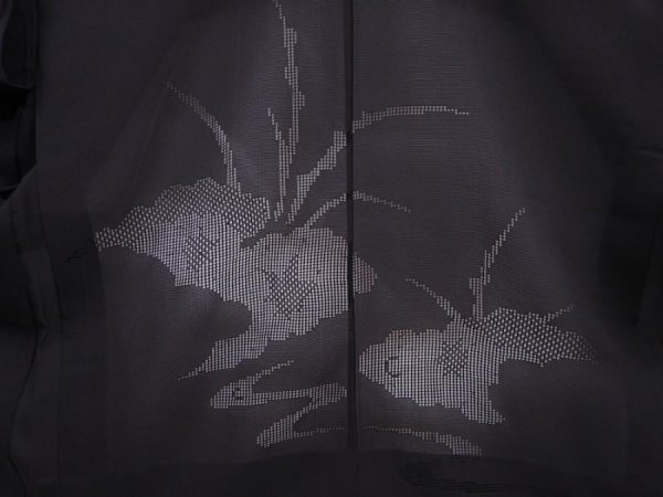 Photo3: 5919T05z310 Vintage Japanese Kimono Silk See through HAORI  Black (3)