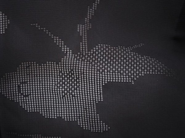 Photo4: 5919T05z310 Vintage Japanese Kimono Silk See through HAORI  Black (4)