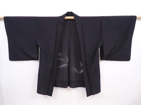 Photo5: 5919T07z260 Vintage Japanese Kimono Silk See through HAORI Flower Black (5)