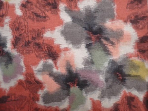 Photo4: 5919T08z430 Vintage Japanese Kimono Silk MEISEN HAORI Flower Dark coral (4)