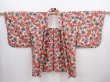 Photo5: 5919T08z430 Vintage Japanese Kimono Silk MEISEN HAORI Flower Dark coral (5)