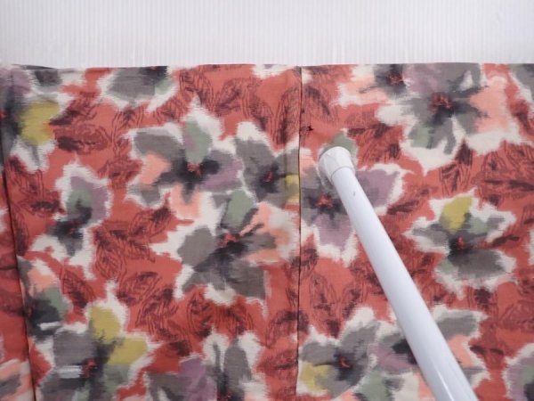 Photo6: 5919T08z430 Vintage Japanese Kimono Silk MEISEN HAORI Flower Dark coral (6)