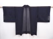 Photo1: 5919T10z210 Vintage Japanese Kimono Silk See through HAORI Plain Black (1)