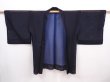 Photo5: 5919T10z210 Vintage Japanese Kimono Silk See through HAORI Plain Black (5)
