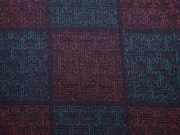 Photo6: 5919T11z810 Vintage Japanese Kimono Silk TSUMUGI  Dark red BLACK GREEN (6)