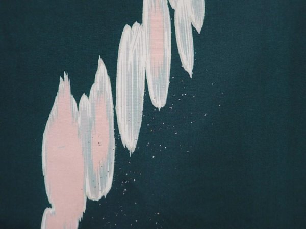 Photo6: 5919T12z760 Vintage Japanese Kimono Silk KOMON  Dark cyan (6)