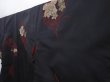Photo2: 5919T13z630 Vintage Japanese Kimono Silk OMESHI KOMON Flowers Black (2)