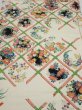 Photo1: 4B01z60  Japanese Kimono Silk  FABRIC Flowers Off-white 40.9x14.4 (1)