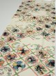 Photo3: 4B04z100  Japanese Kimono Silk  FABRIC Flowers Off-white 66.1x14.4 (3)