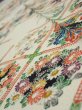 Photo4: 4B04z100  Japanese Kimono Silk  FABRIC Flowers Off-white 66.1x14.4 (4)