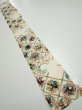 Photo5: 4B07z50  Japanese Kimono Silk  FABRIC Flowers Off-white 59.1x7.1 (5)