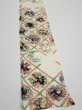 Photo2: 4B08z50  Japanese Kimono Silk  FABRIC Flowers Off-white 58.3x7.1 (2)