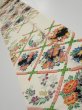 Photo2: 4B09z60  Japanese Kimono Silk  FABRIC Flowers Off-white 78.0x7.1 (2)