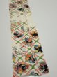 Photo3: 4B09z60  Japanese Kimono Silk  FABRIC Flowers Off-white 78.0x7.1 (3)