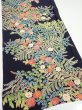 Photo2: 4B01z60  Japanese Kimono Silk  FABRIC Flowers Dark navy 42.1x14.6 (2)