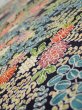 Photo5: 4B01z60  Japanese Kimono Silk  FABRIC Flowers Dark navy 42.1x14.6 (5)