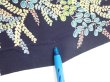 Photo6: 4B02z60  Japanese Kimono Silk  FABRIC Flowers Dark navy 41.7x14.6 (6)