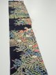 Photo3: 4B08z50  Japanese Kimono Silk  FABRIC Flowers Dark navy 58.3x7.7 (3)