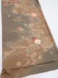Photo2: 4B01z70  Japanese Kimono Silk  FABRIC Stream, Flowers Brown-Gray 45.3x15.0 (2)
