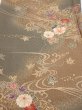 Photo1: 4B02z70  Japanese Kimono Silk  FABRIC Stream, Flowers Brown-Gray 44.9x15.0 (1)