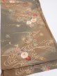 Photo2: 4B02z70  Japanese Kimono Silk  FABRIC Stream, Flowers Brown-Gray 44.9x15.0 (2)