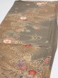 Photo3: 4B02z70  Japanese Kimono Silk  FABRIC Stream, Flowers Brown-Gray 44.9x15.0 (3)