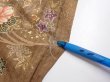 Photo6: 4B02z70  Japanese Kimono Silk  FABRIC Stream, Flowers Brown-Gray 44.9x15.0 (6)