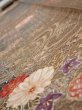 Photo3: 4B09z60  Japanese Kimono Silk  FABRIC Stream, Flowers Brown-Gray 82.3x7.3 (3)