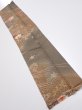Photo1: 4B10z30  Japanese Kimono Silk  FABRIC Stream, Flowers Brown-Gray 37.4x7.3 (1)