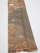 Photo3: 4B10z30  Japanese Kimono Silk  FABRIC Stream, Flowers Brown-Gray 37.4x7.3 (3)