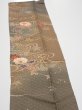 Photo4: 4B10z30  Japanese Kimono Silk  FABRIC Stream, Flowers Brown-Gray 37.4x7.3 (4)