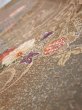 Photo5: 4B10z30  Japanese Kimono Silk  FABRIC Stream, Flowers Brown-Gray 37.4x7.3 (5)