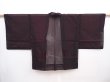 Photo1: 5927T03z190 Vintage Japanese Kimono Silk See through HAORI Maple Black (1)