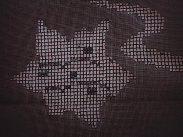 Photo4: 5927T03z190 Vintage Japanese Kimono Silk See through HAORI Maple Black (4)