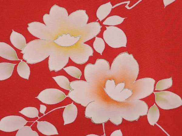 Photo4: 5927T05z600 Vintage Japanese Kimono Silk HAORI Flower Red (4)