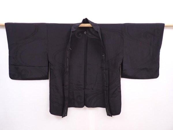 Photo6: 5927T06z290 Vintage Japanese Kimono Silk See through HAORI Stream Black (6)