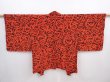 Photo1: 5927T09z440 Vintage Japanese Kimono Silk HAORI Flower Tomato red (1)