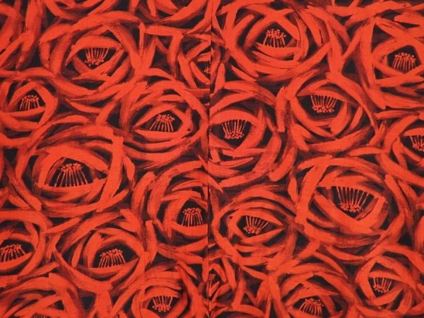 Photo3: 5927T09z440 Vintage Japanese Kimono Silk HAORI Flower Tomato red (3)